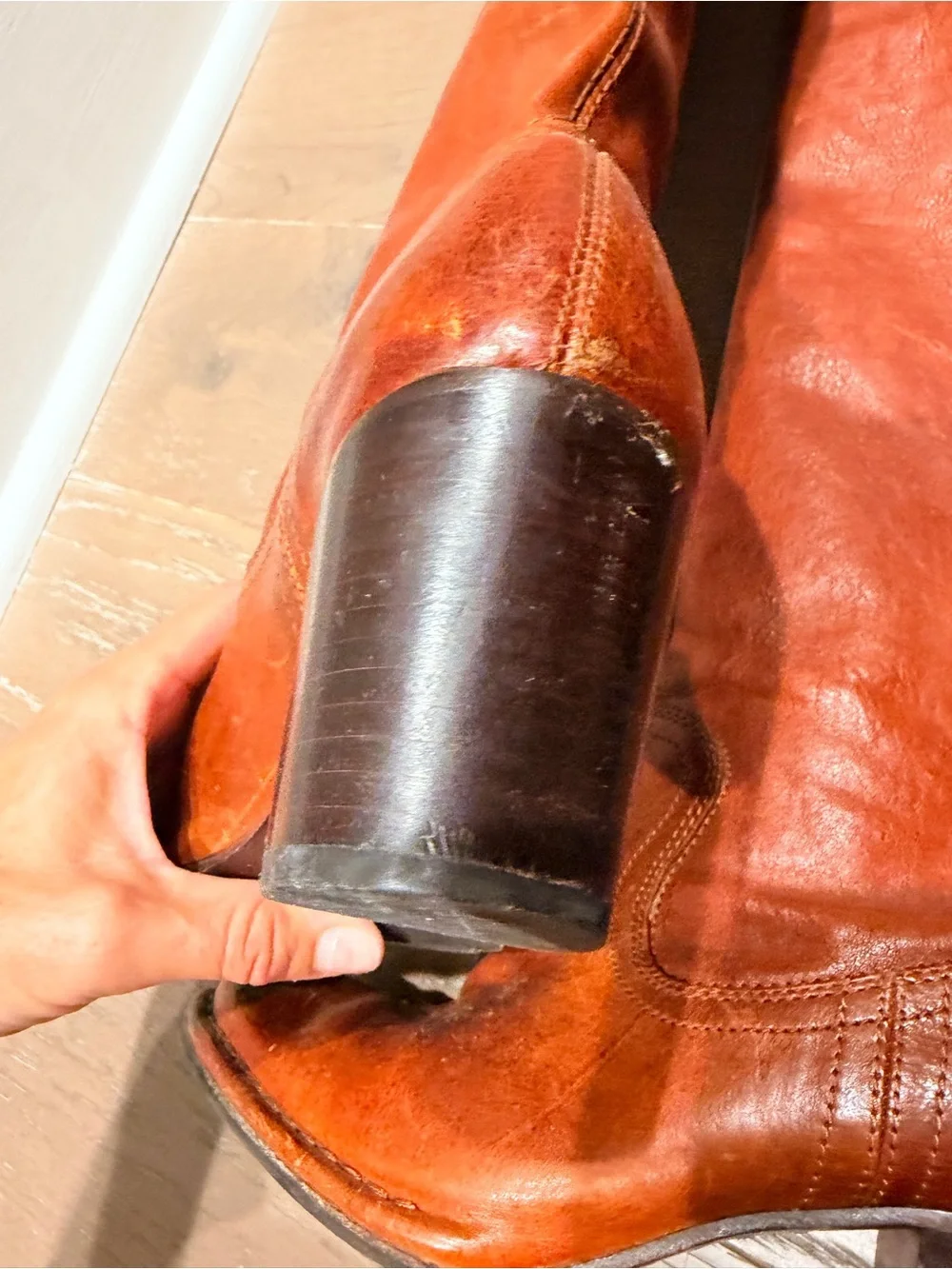 Frye knee high Lucinda slouch in cognac 8m